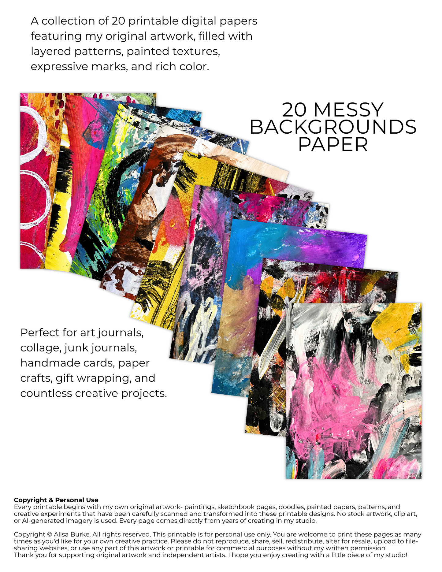 Messy Backgrounds Printable Paper