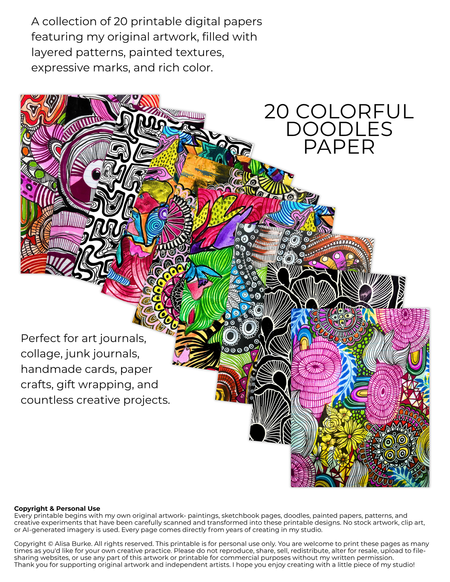 Colorful Doodles Printable Paper