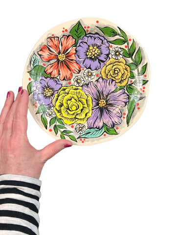 colorful flowers plate