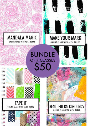 bundle of 4 classes: Mandala Magic, Make Your Mark, Tape It, Beautiful Backgrounds