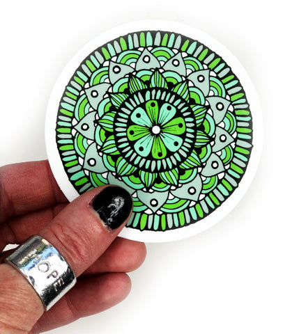 green mandala vinyl sticker
