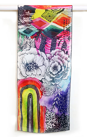 rainbow and flowers scarf