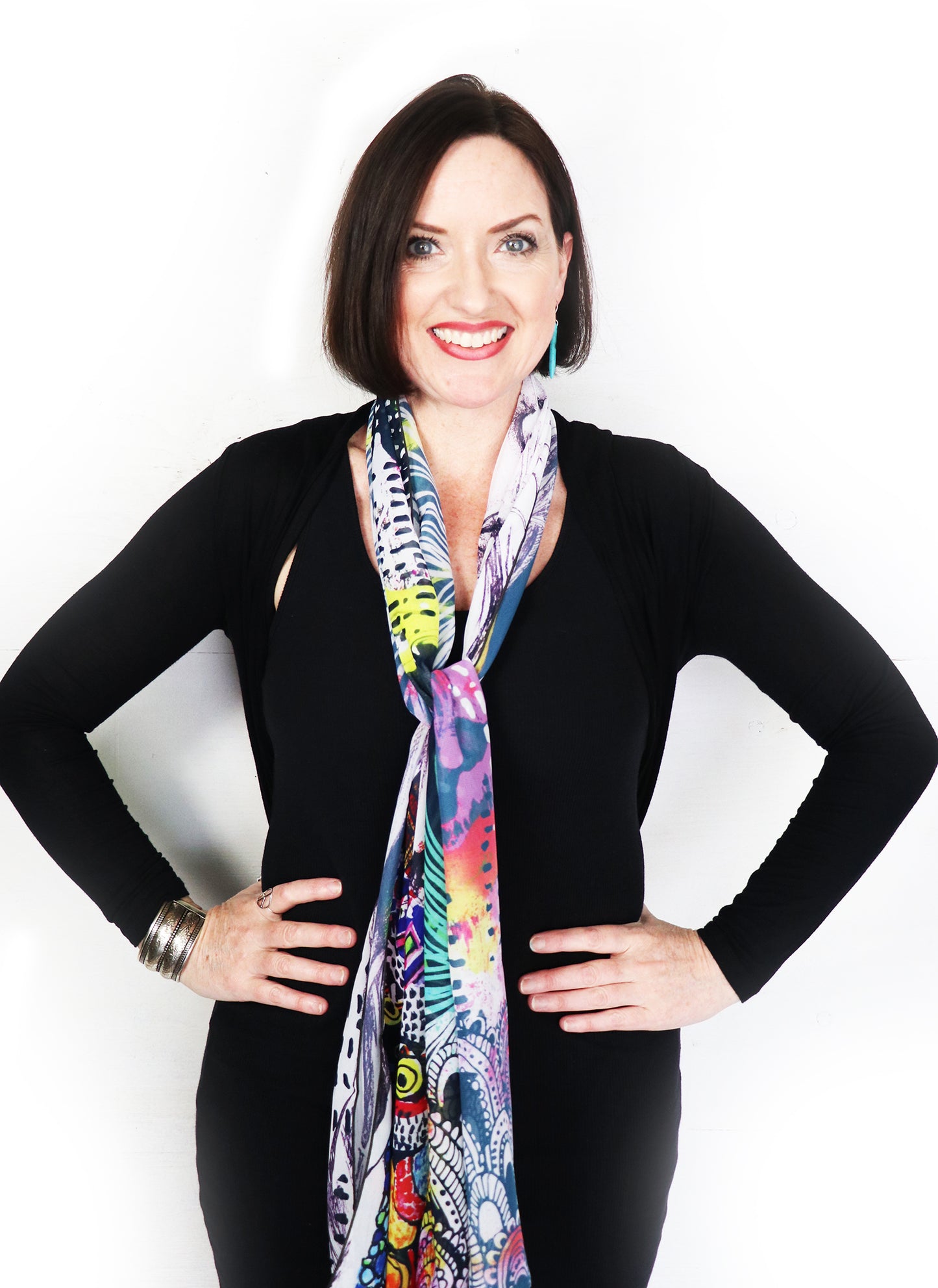 rainbow and flowers scarf