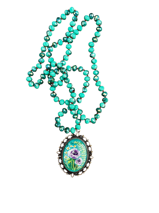 floral painted pendant 1