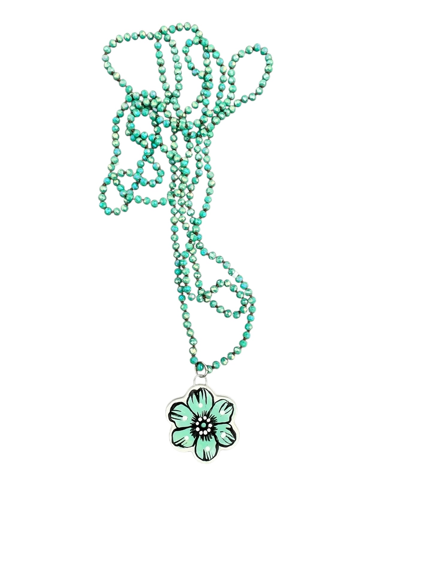 turquoise flower ceramic necklace