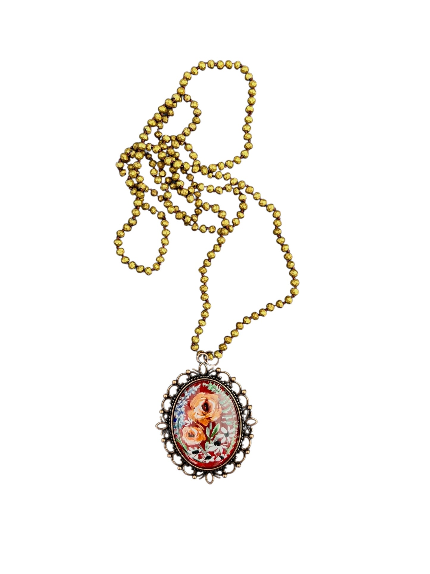 floral painted pendant 14