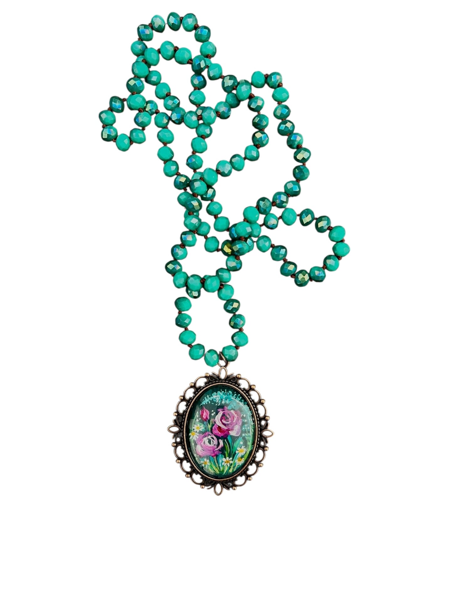 floral painted pendant 15