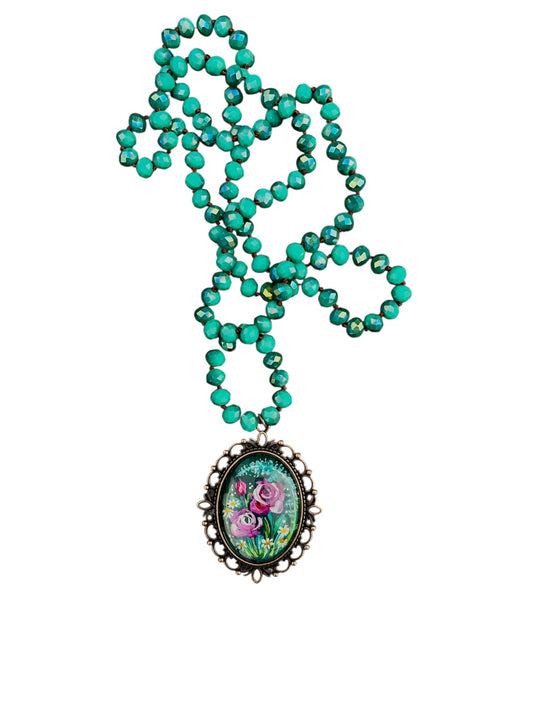 floral painted pendant 15