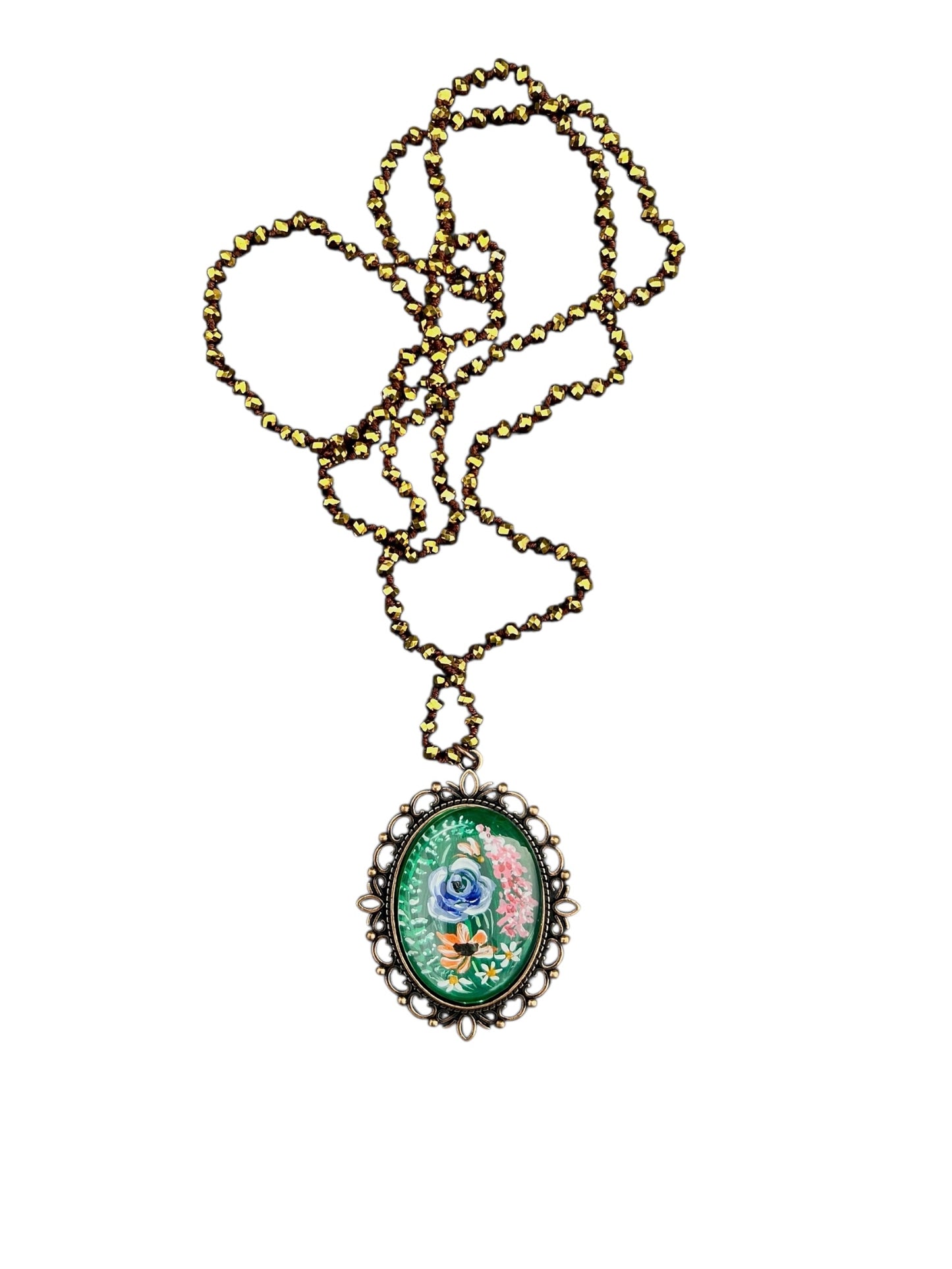 floral painted pendant 19