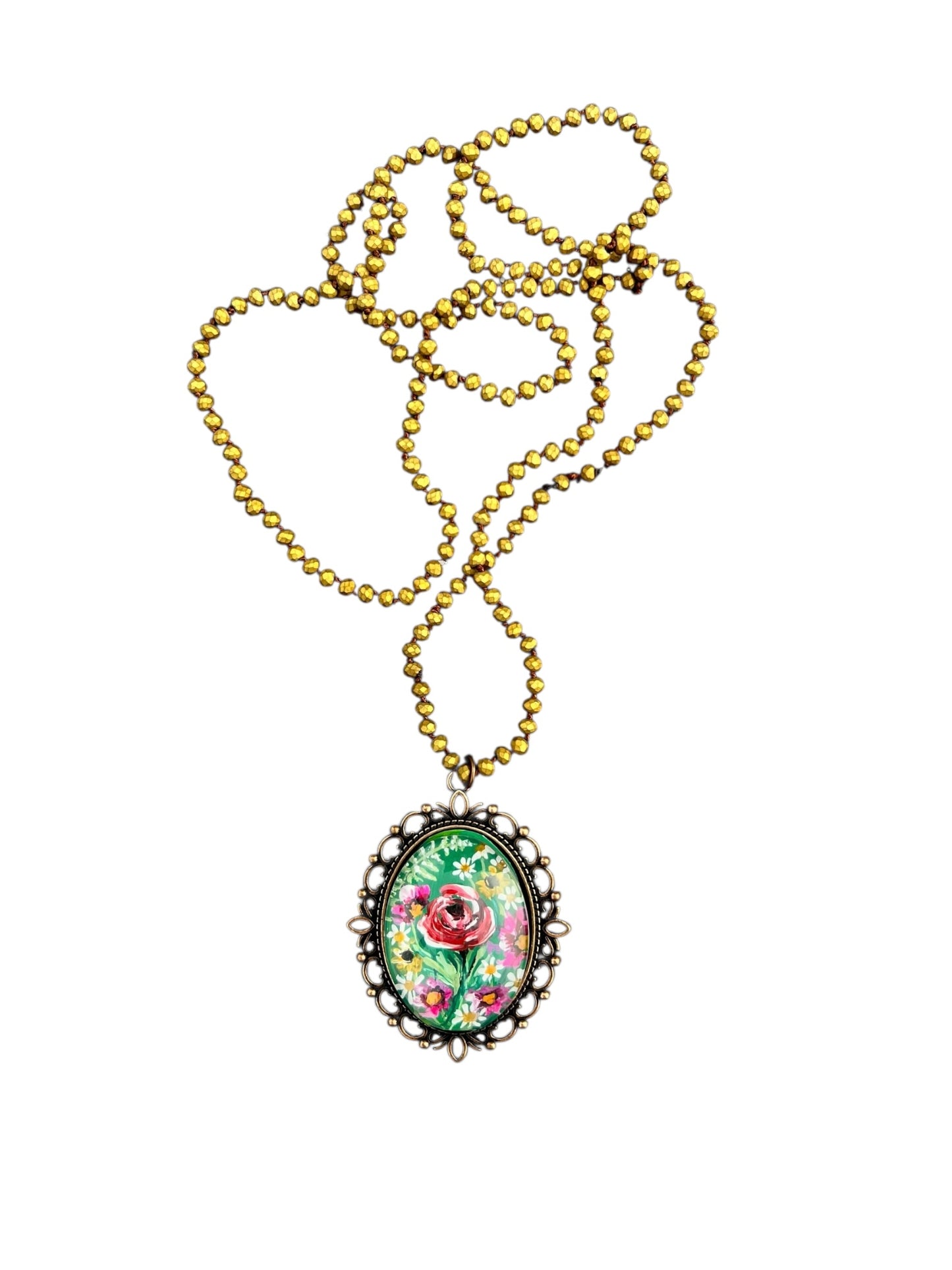 floral painted pendant 25