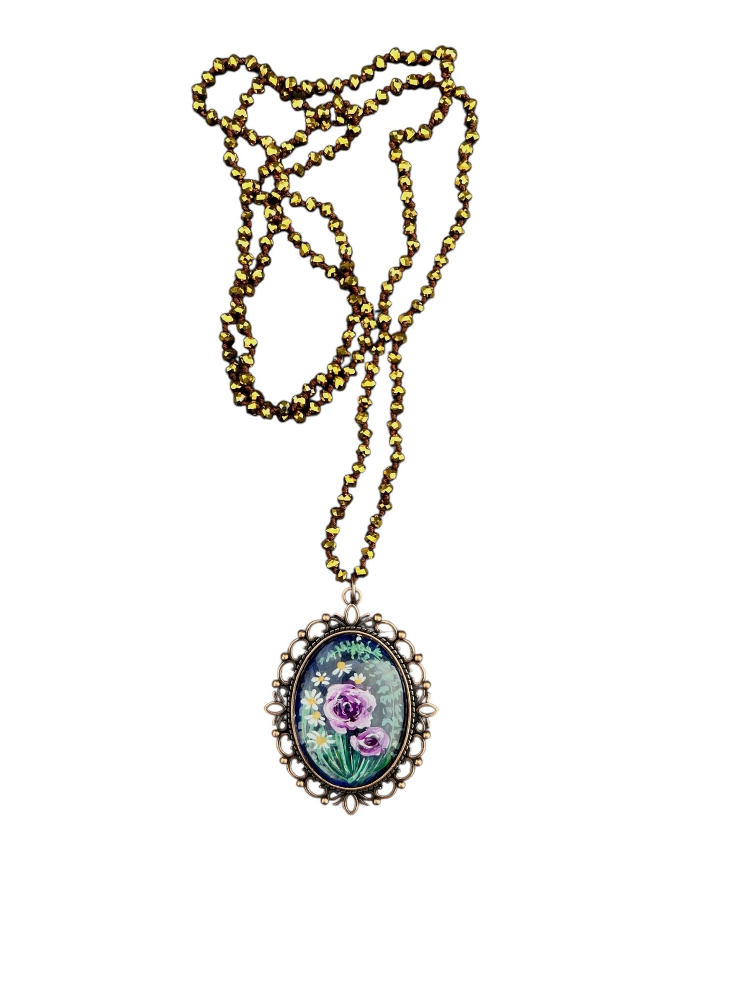 floral painted pendant 36