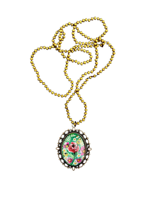 floral painted pendant 37