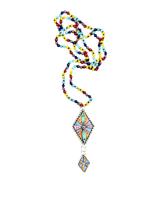 rainbow diamonds ceramic necklace