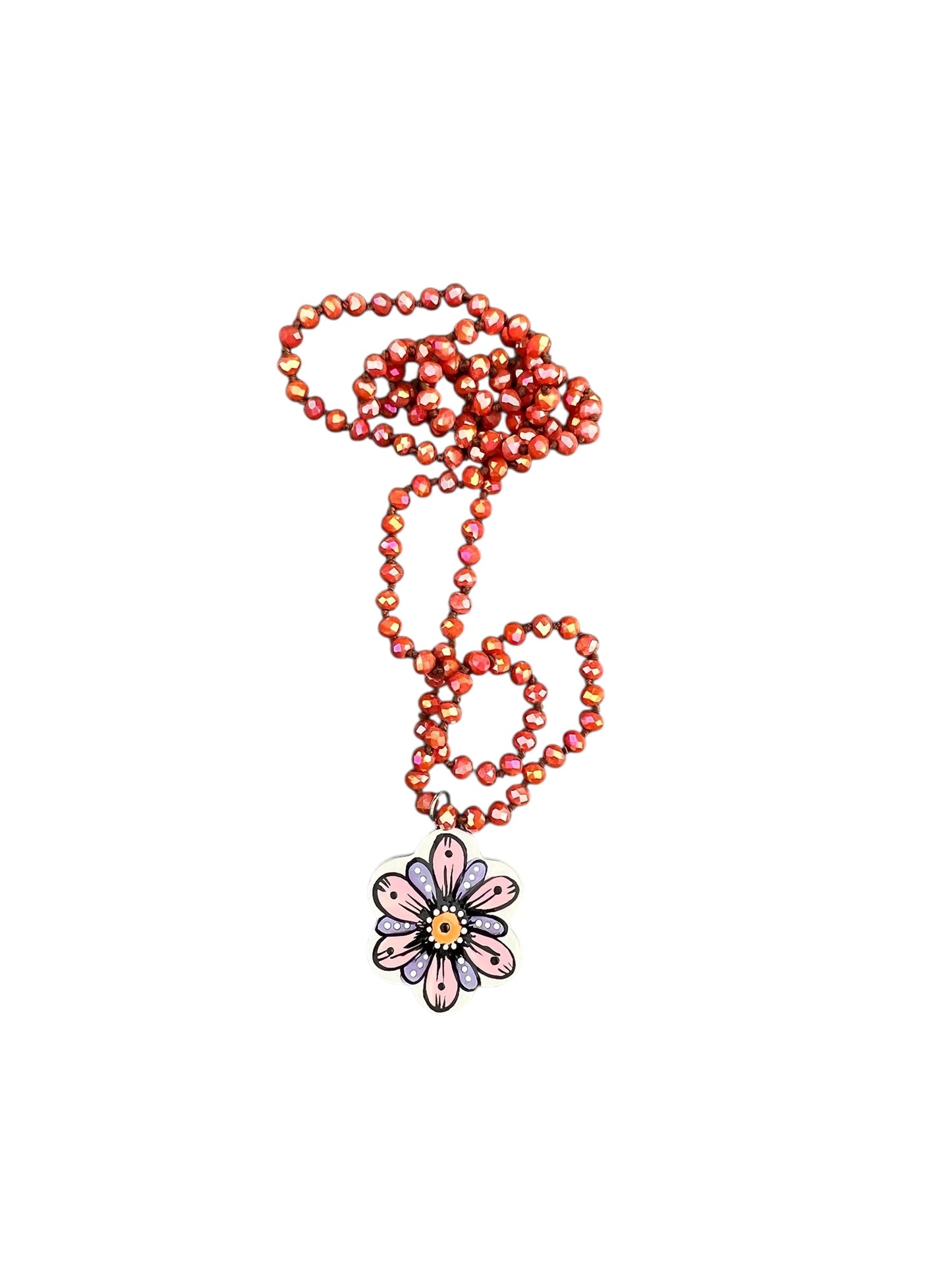 colorful flower ceramic necklace
