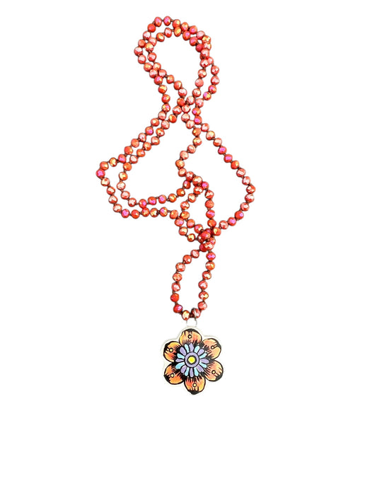 colorful flower ceramic necklace