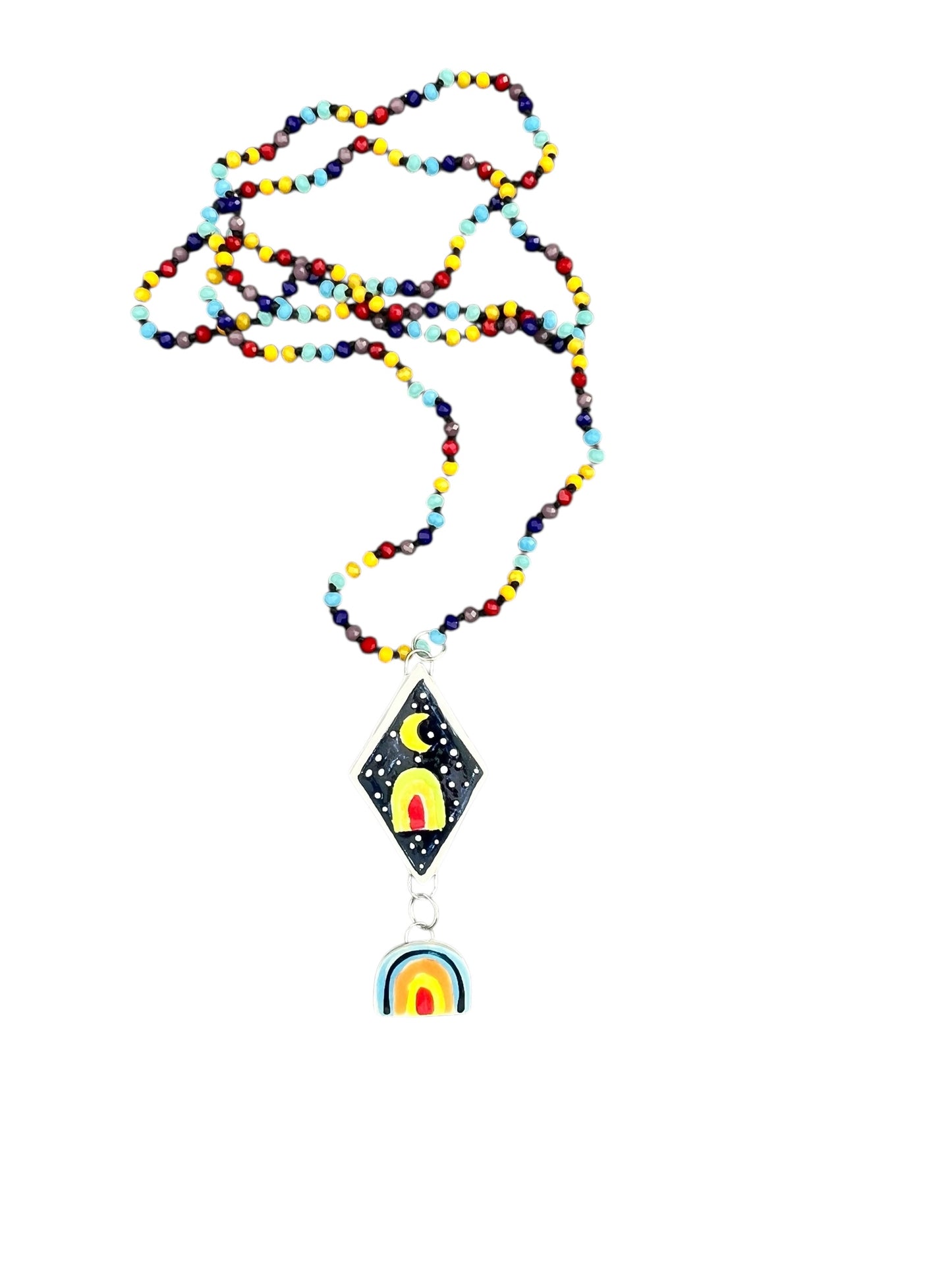 rainbow diamond ceramic necklace