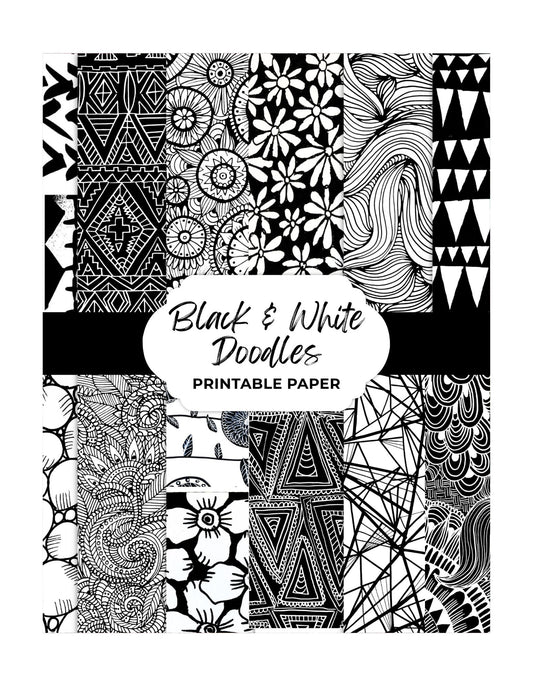 Black and White Doodles Printable Paper