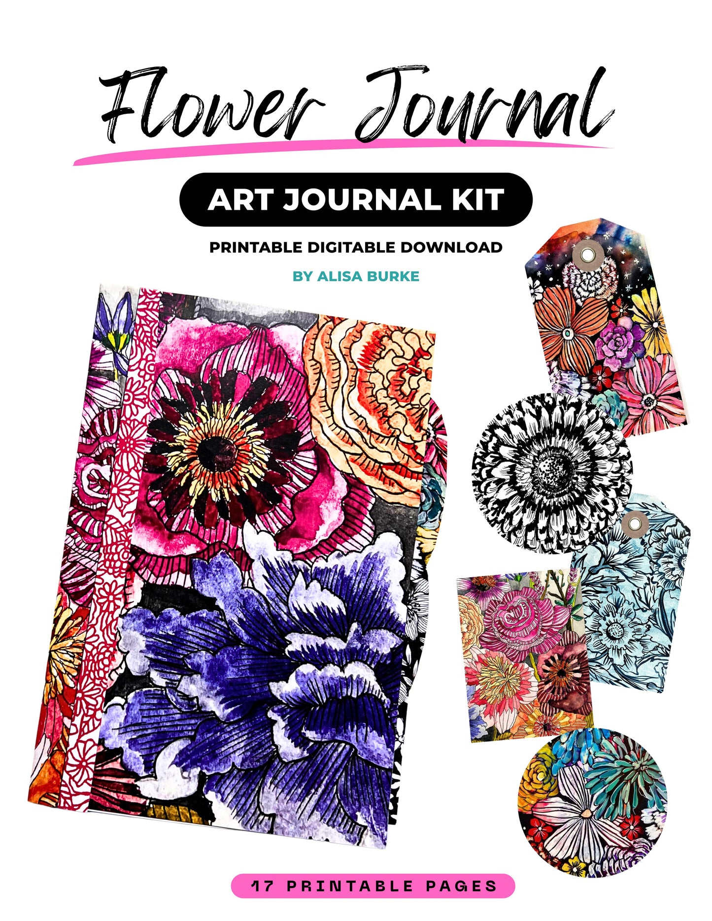 Flower Art Journal Printable Kit