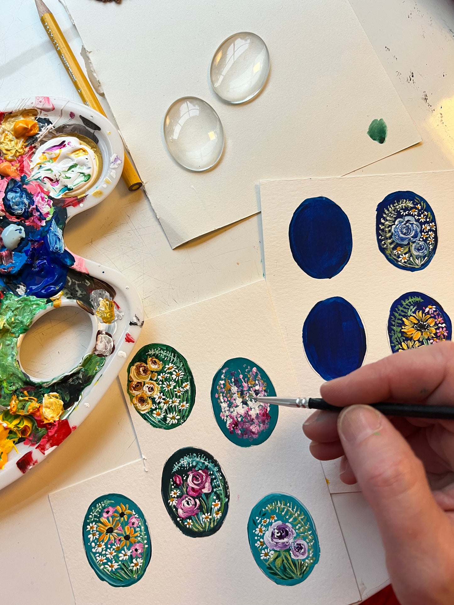 floral painted pendant 29