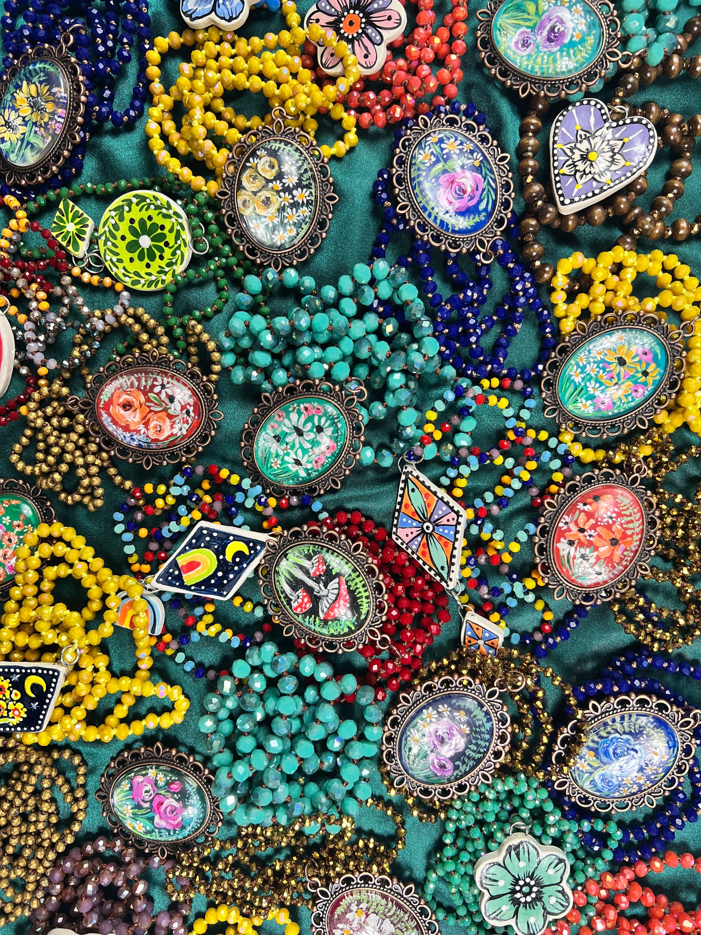 floral painted pendant 29