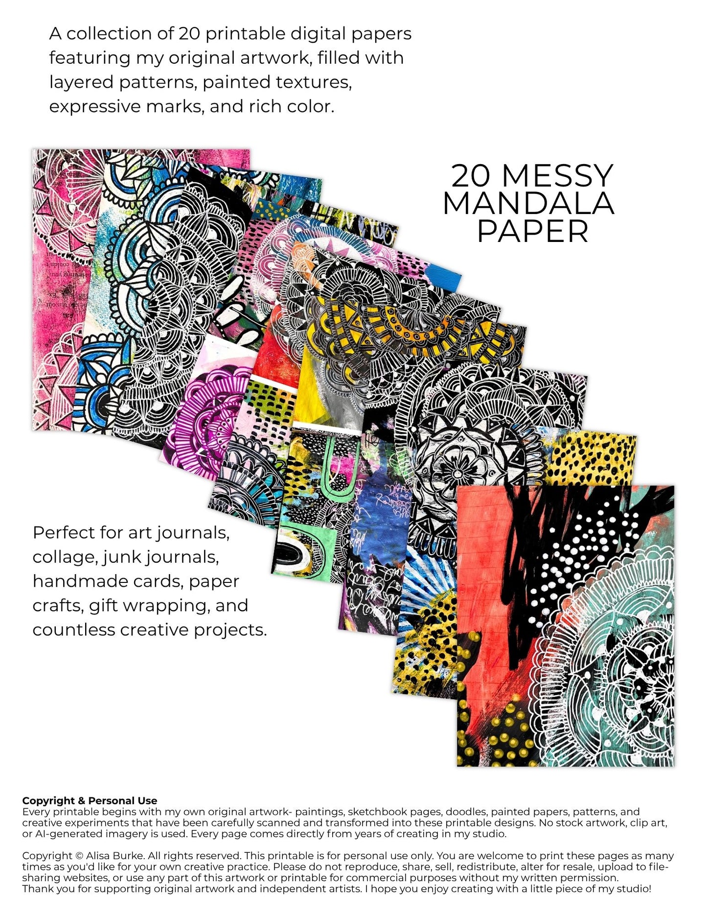 Messy Mandala Printable Paper