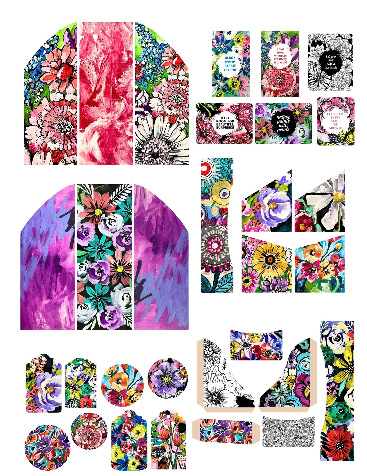 Painted Blooms Printable Trifold Folio Kit