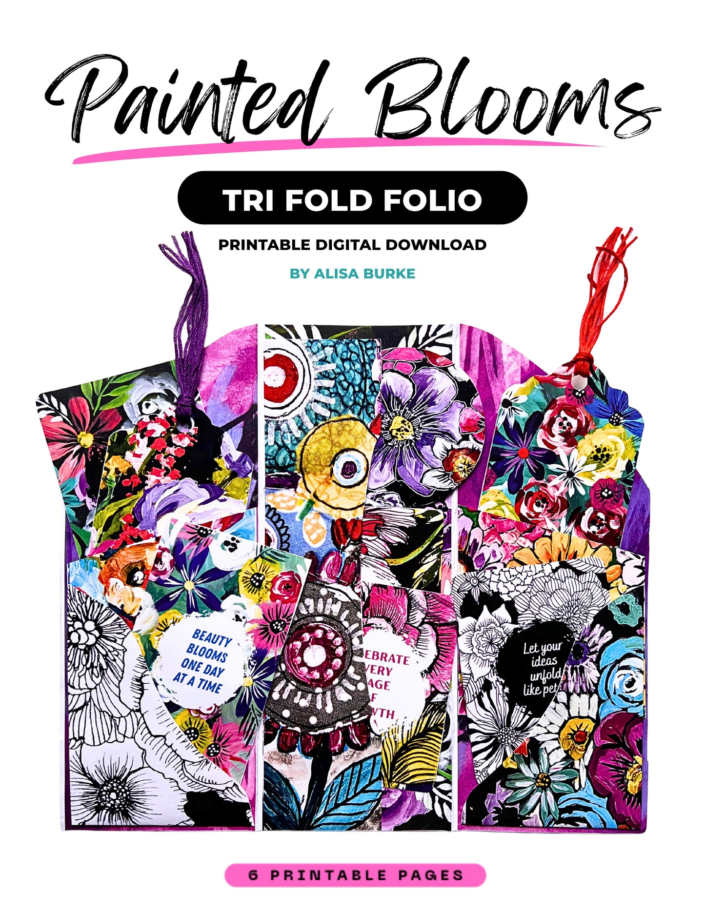 Painted Blooms Printable Trifold Folio Kit
