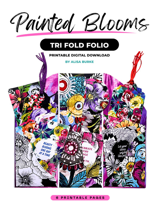 Painted Blooms Printable Trifold Folio Kit
