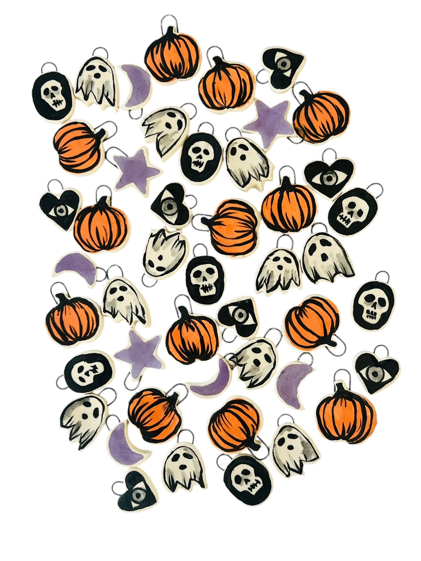 small purple moon ceramic charm