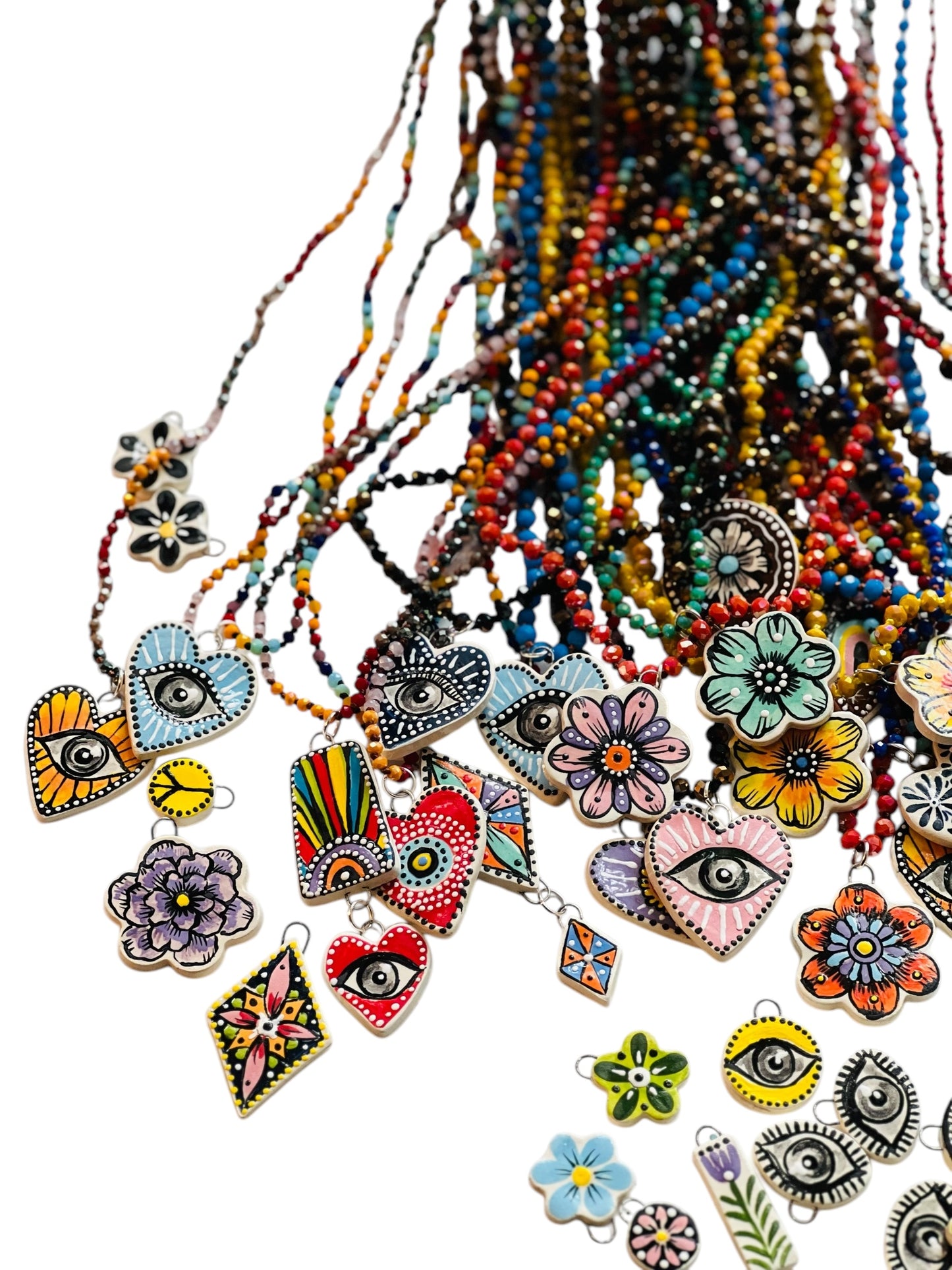 colorful flower ceramic necklace