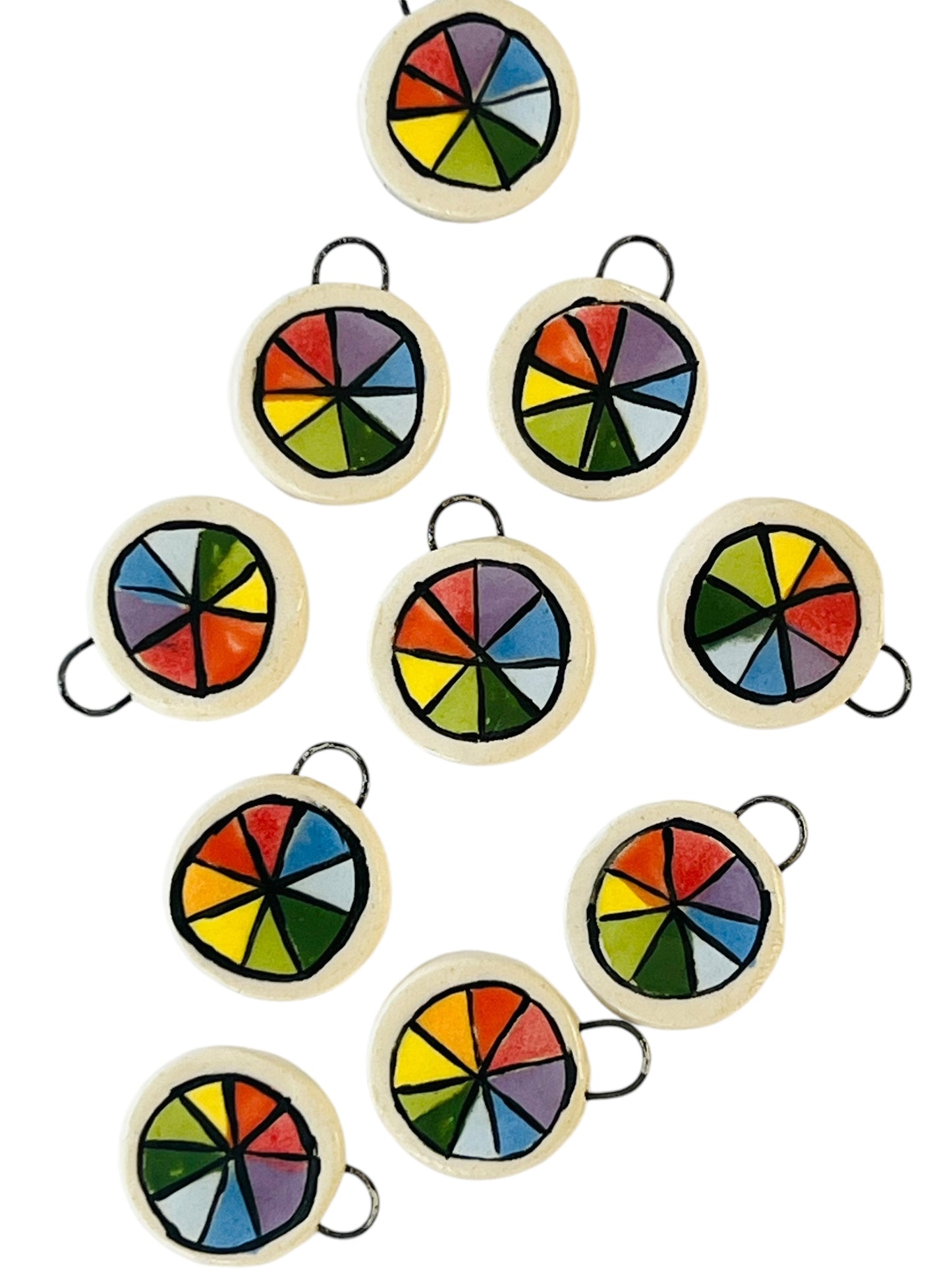 color wheel ceramic charm