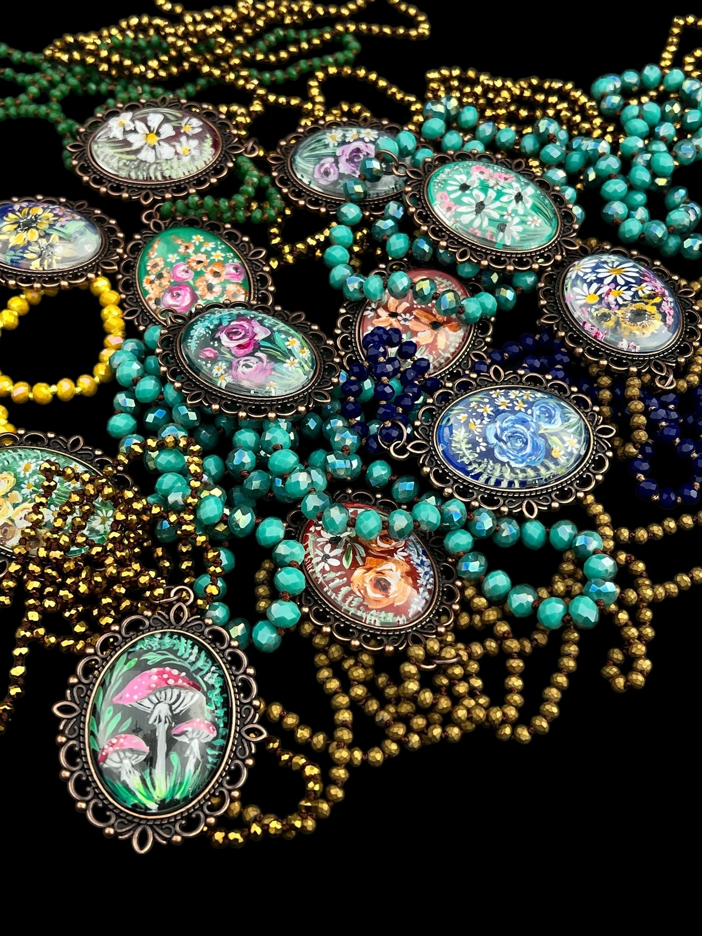 floral painted pendant 29