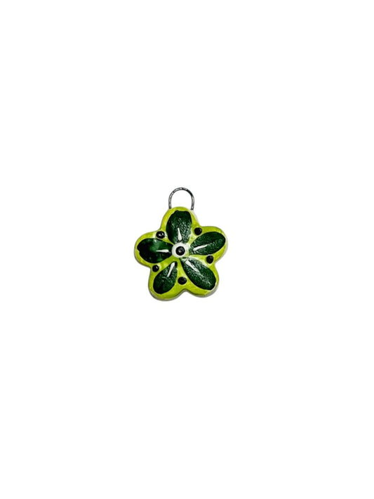 green flowers ceramic charm