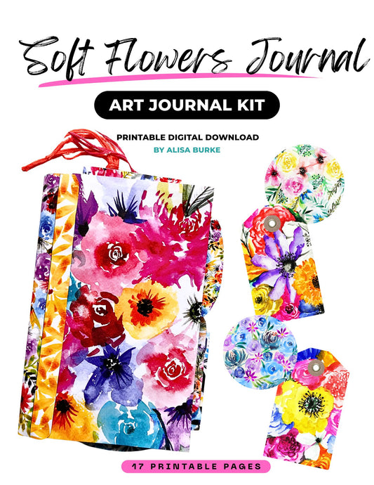 Soft Flowers Art Journal Printable Kit