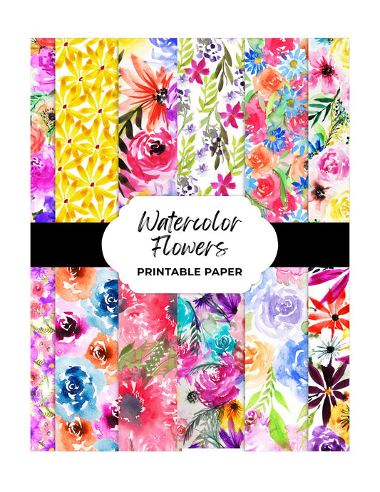 Watercolor Flowers Printable Paper