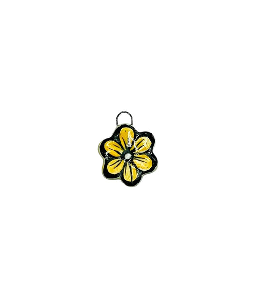 yellow and black flower ceramic charm