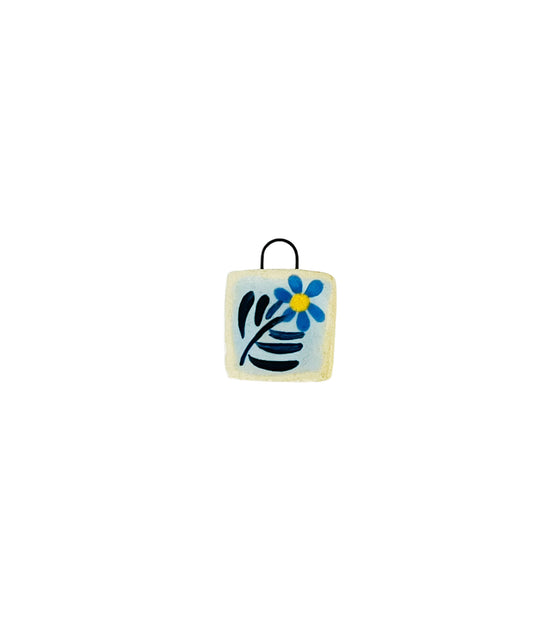 blue flower ceramic charm
