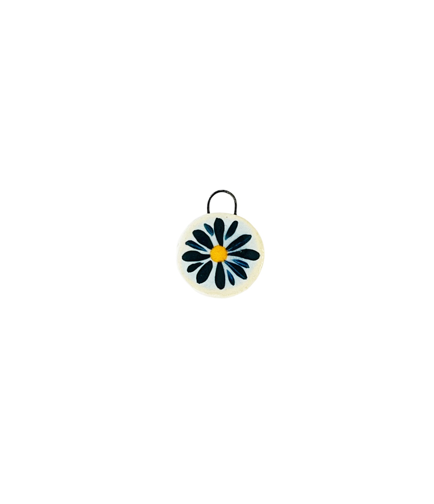 blue daisy ceramic charm