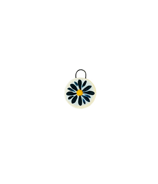 blue daisy ceramic charm