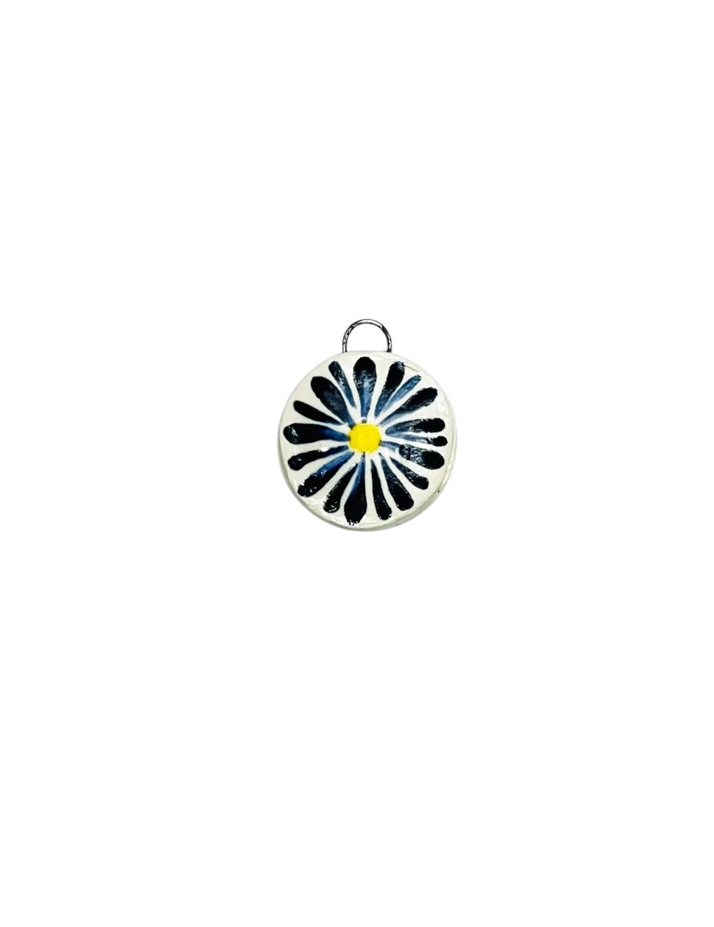 blue daisy ceramic charm