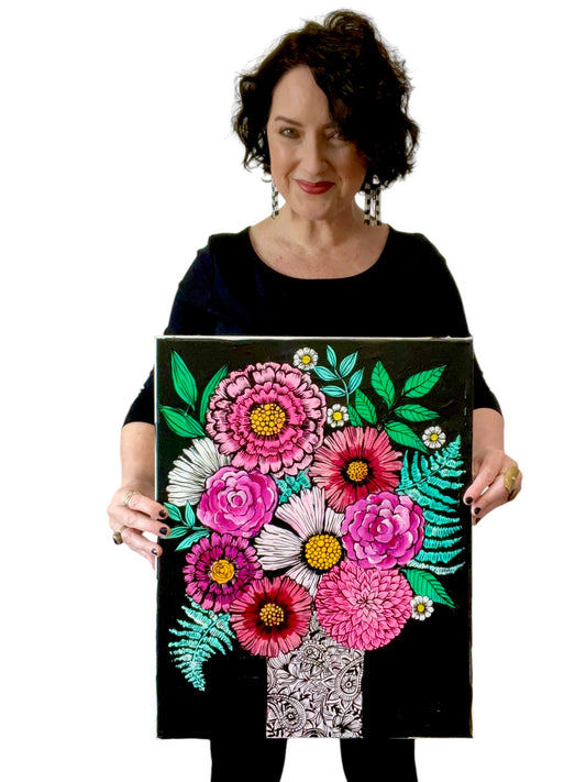 messy bouquet original painting