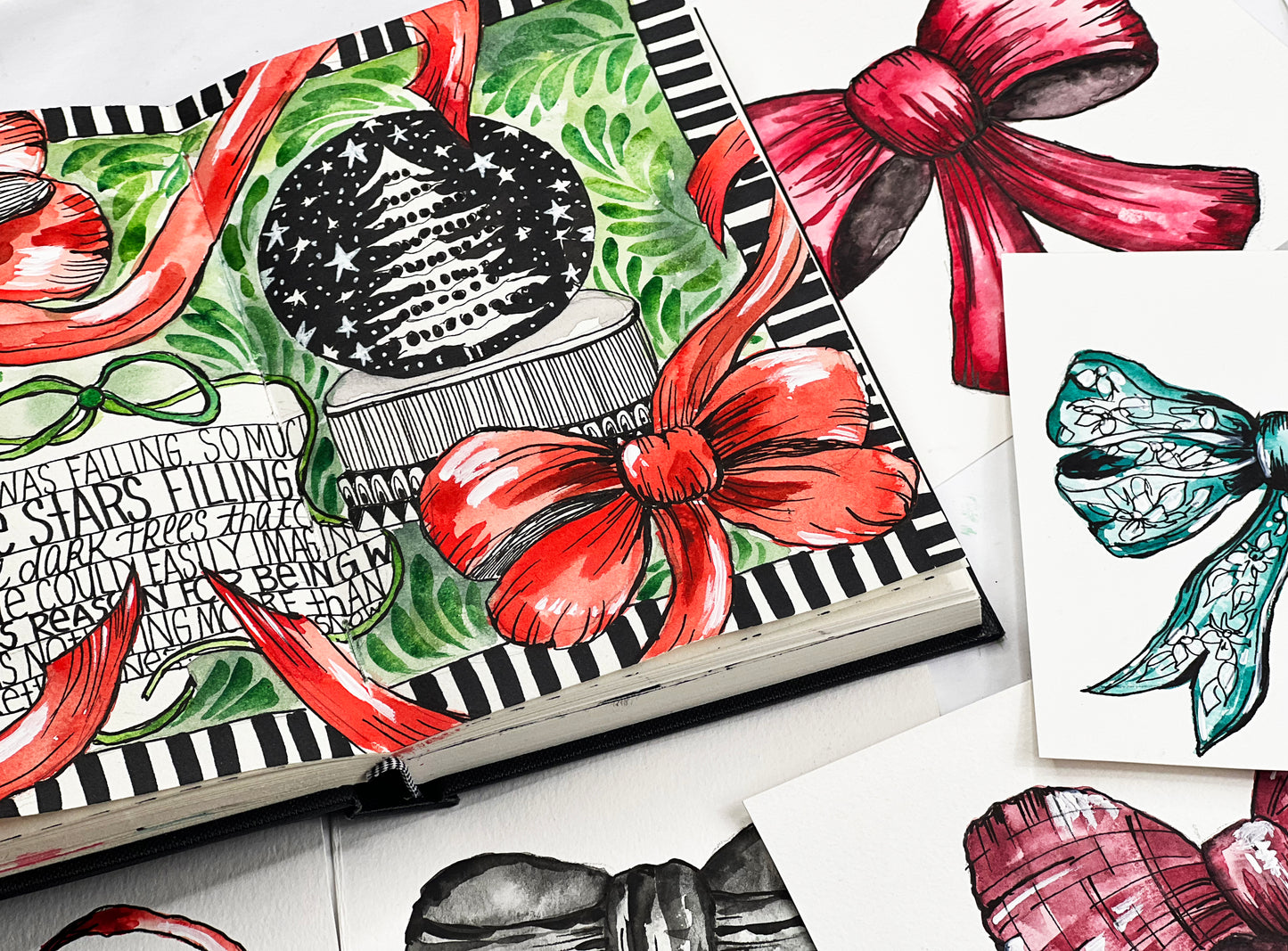 whimsical watercolor bows