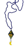 diamond and moon drip ceramic necklace