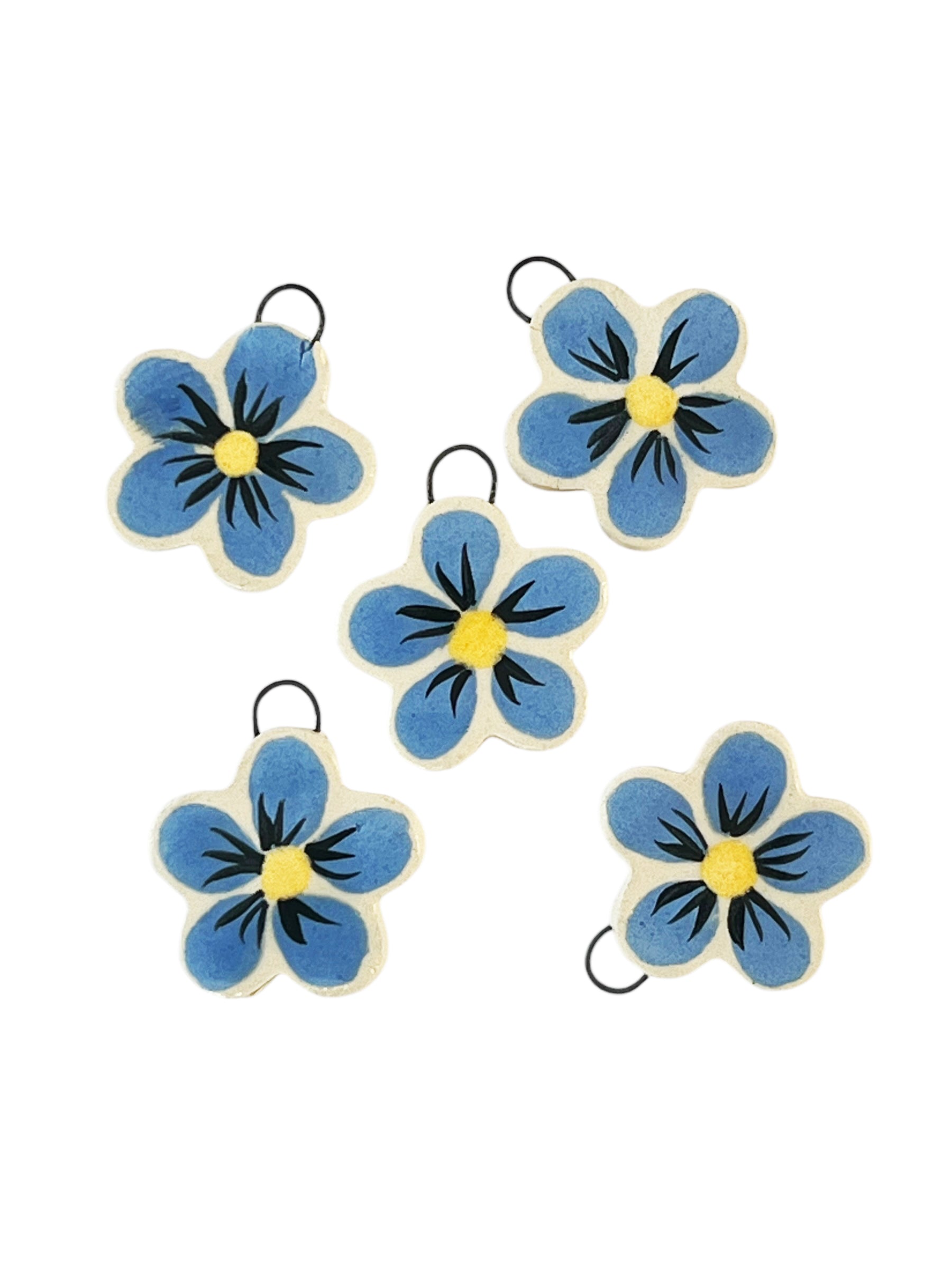 blue flower ceramic charm – Alisa Burke