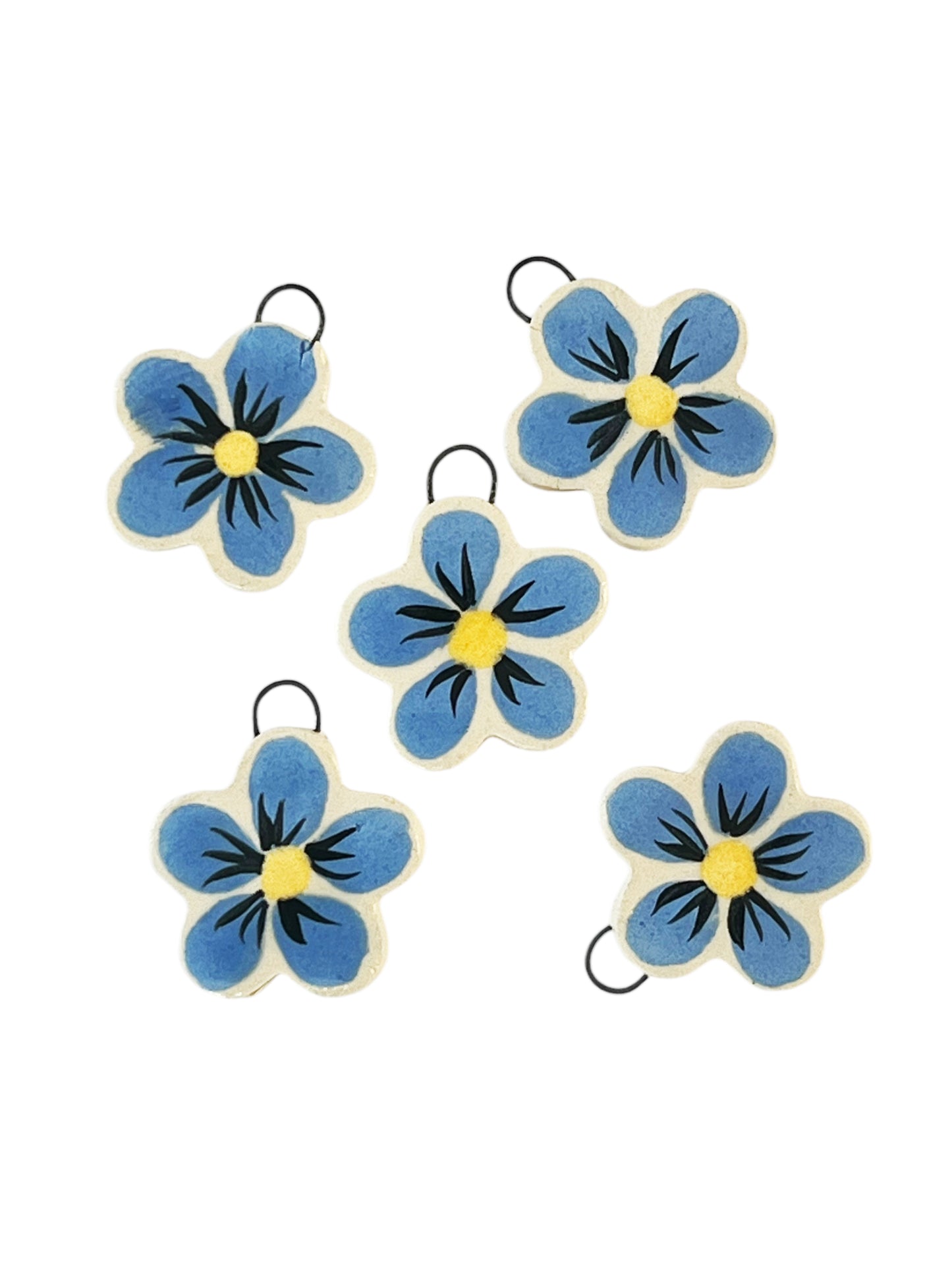 blue flower ceramic charm