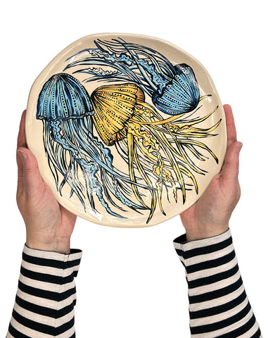 large blue jellyfish plate