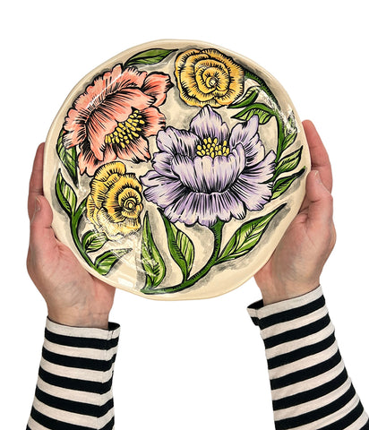 large colorful flowers plate