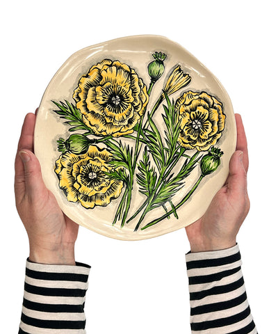 large yellow flowers plate