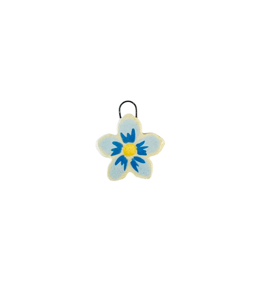 light blue flower ceramic charm