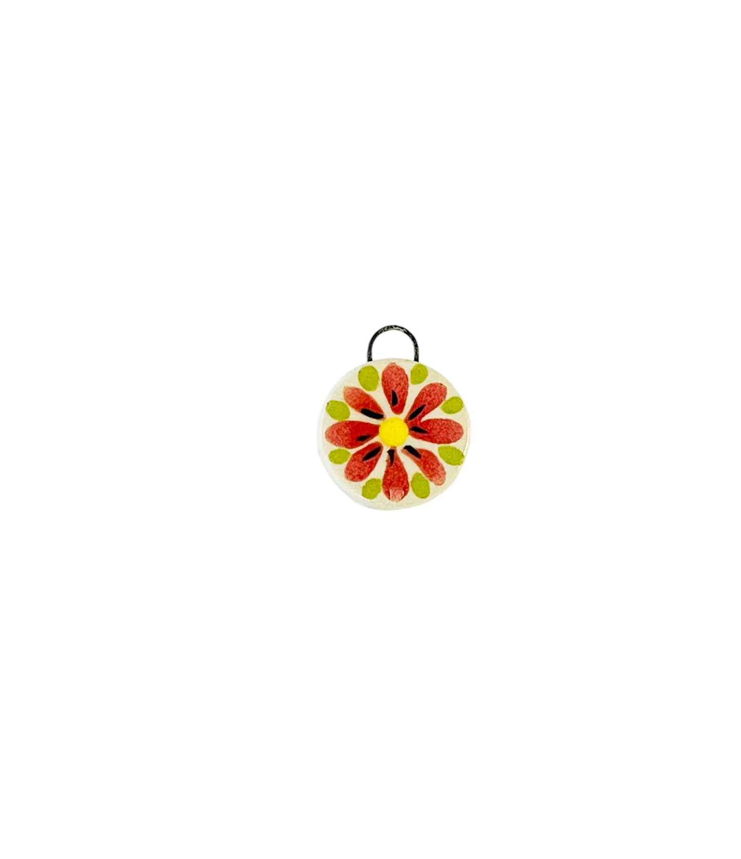 red daisy ceramic charm